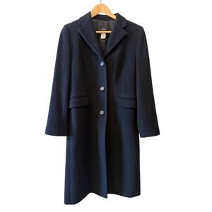 J Crew Classic Longline Wool Cashmere Dress Coat Black 6